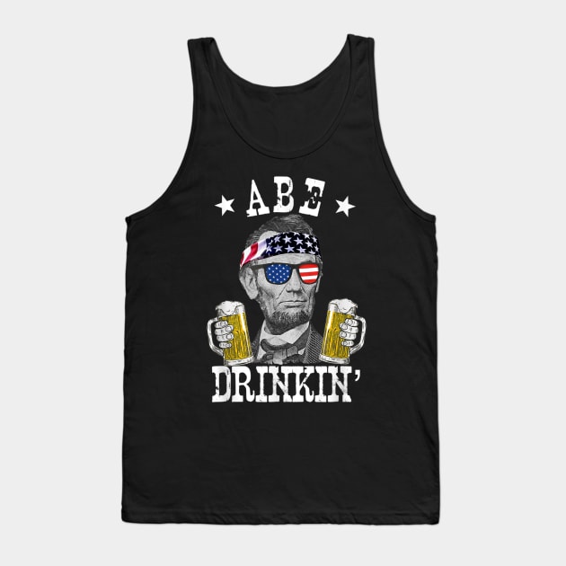 Abe Drinkin Patriotic American Abraham Lincoln Drinking T shirt Tank Top by Tisine